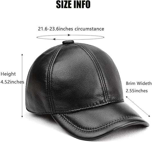 Lambskin Leather Baseball Cap for Winter & Outdoor