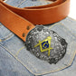 Large Gold Tone Fraternal Rodeo Western Belt Buckle