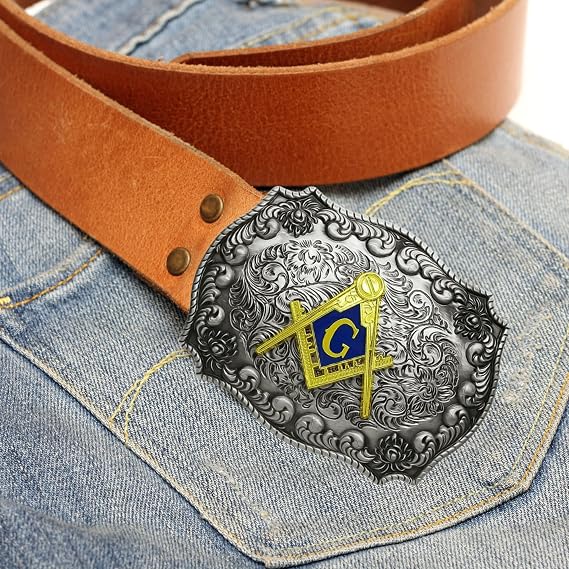Large Gold Tone Fraternal Rodeo Western Belt Buckle