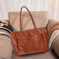 Large Vegan Leather Work Tote Bag - 23L