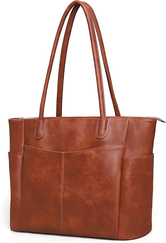 Large Vegan Leather Work Tote Bag - 23L