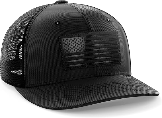 Leather Flag Patch Snapback Cap - American Flag Design