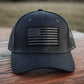 Leather Flag Patch Snapback Cap - American Flag Design