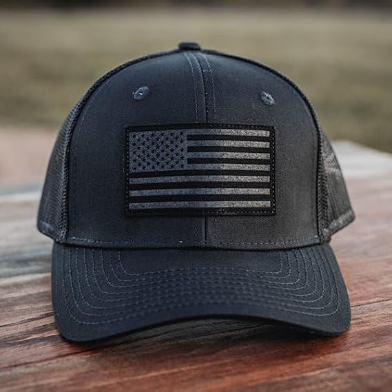 Leather Flag Patch Snapback Cap - American Flag Design