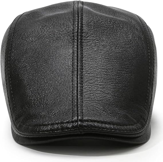 Lambskin Leather Newsboy Cap - Driving & Cabbie Hat