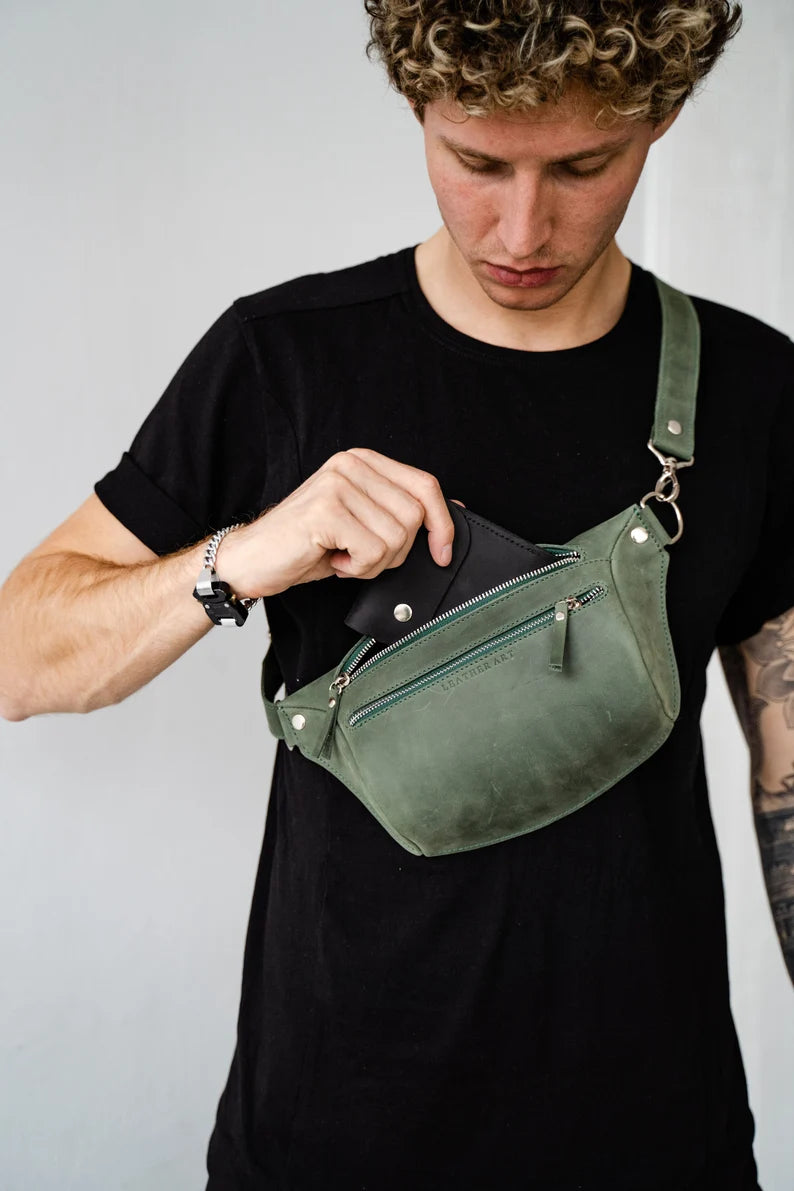 Personalized Leather Hip Bag – Embossed Fanny Pack