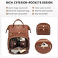Leather Laptop Backpack for Women with USB Port - 15.6