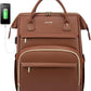 Leather Laptop Backpack for Women with USB Port - 15.6