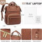 Leather Laptop Backpack for Women with USB Port - 15.6
