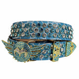 Luxury Angel Wings Belt - Blue Rhinestones & Glitter Strap | All Genders