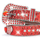 Luxury Red Rhinestone Western Belt – Heart Buckle & Glitter Strap