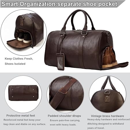 Lychee Grain Leather Carry-On Duffel - Airline Approved