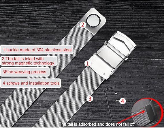 Magnetic Braided Stainless Steel Belt - Automatic Buckle
