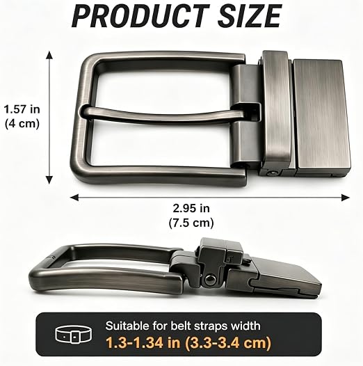 Matte Gray Reversible Clamp Buckle - Modern Sleek Style