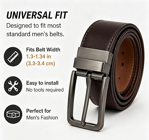 Matte Gray Reversible Clamp Buckle - Modern Sleek Style