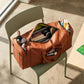 Men's Vintage Leather Duffel with Brass Rivets – 28