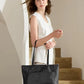 Medium Leather Tote Bag with Zip Closure