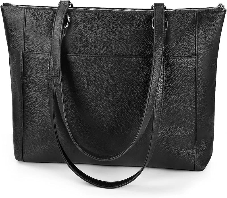 Medium Leather Tote Bag with Zip Closure