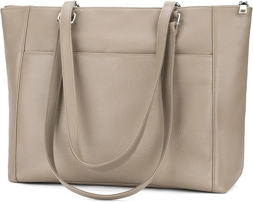 Medium Leather Tote Bag with Zip Closure