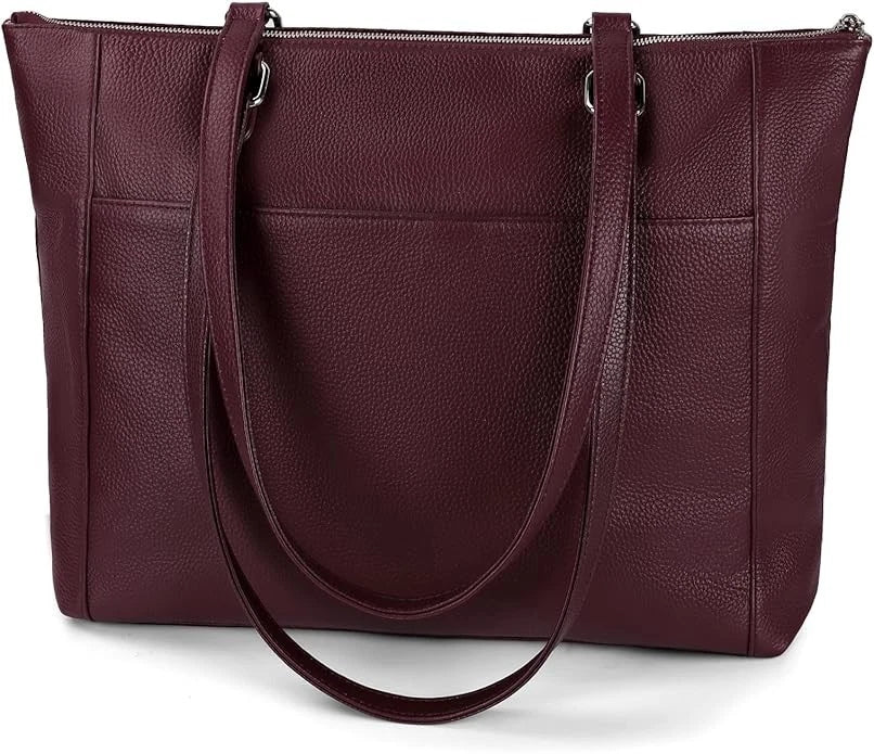 Medium Leather Tote Bag with Zip Closure