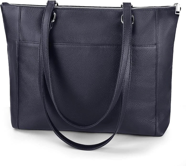 Medium Leather Tote Bag with Zip Closure