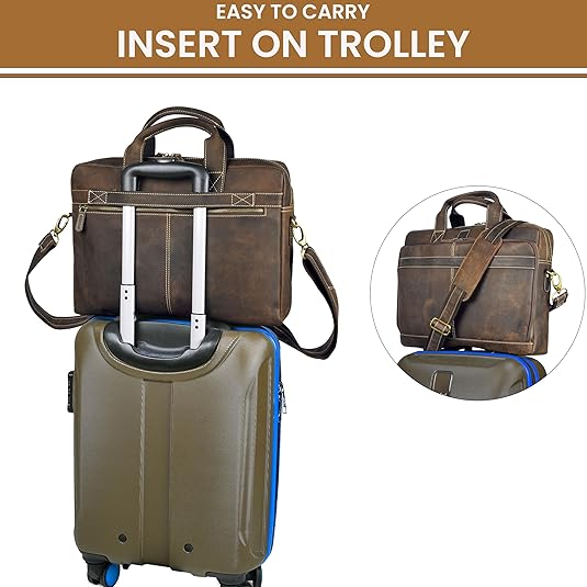 Men's Aged Full-Grain Leather Vintage Satchel – 16"