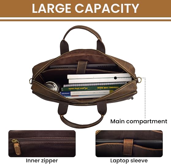 Men's Aged Full-Grain Leather Vintage Satchel – 16"
