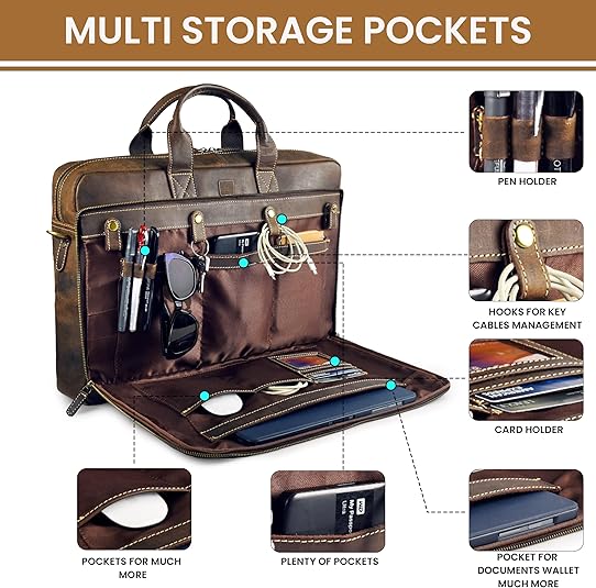 Men's Aged Full-Grain Leather Vintage Satchel – 16"