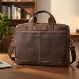 Men's Aged Full-Grain Leather Vintage Satchel – 16"