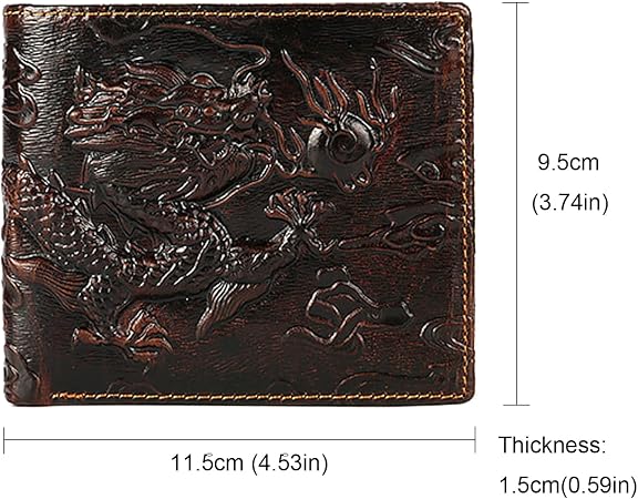 Men's Embossed Dragon Pattern Leather Wallet
