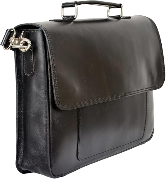 Men's Full-Grain Leather Briefcase – Brass Hardware