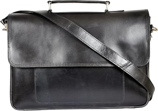 Men's Full-Grain Leather Briefcase – Brass Hardware