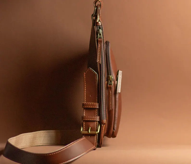 Men's Full Grain Leather RFID Crossbody Bag