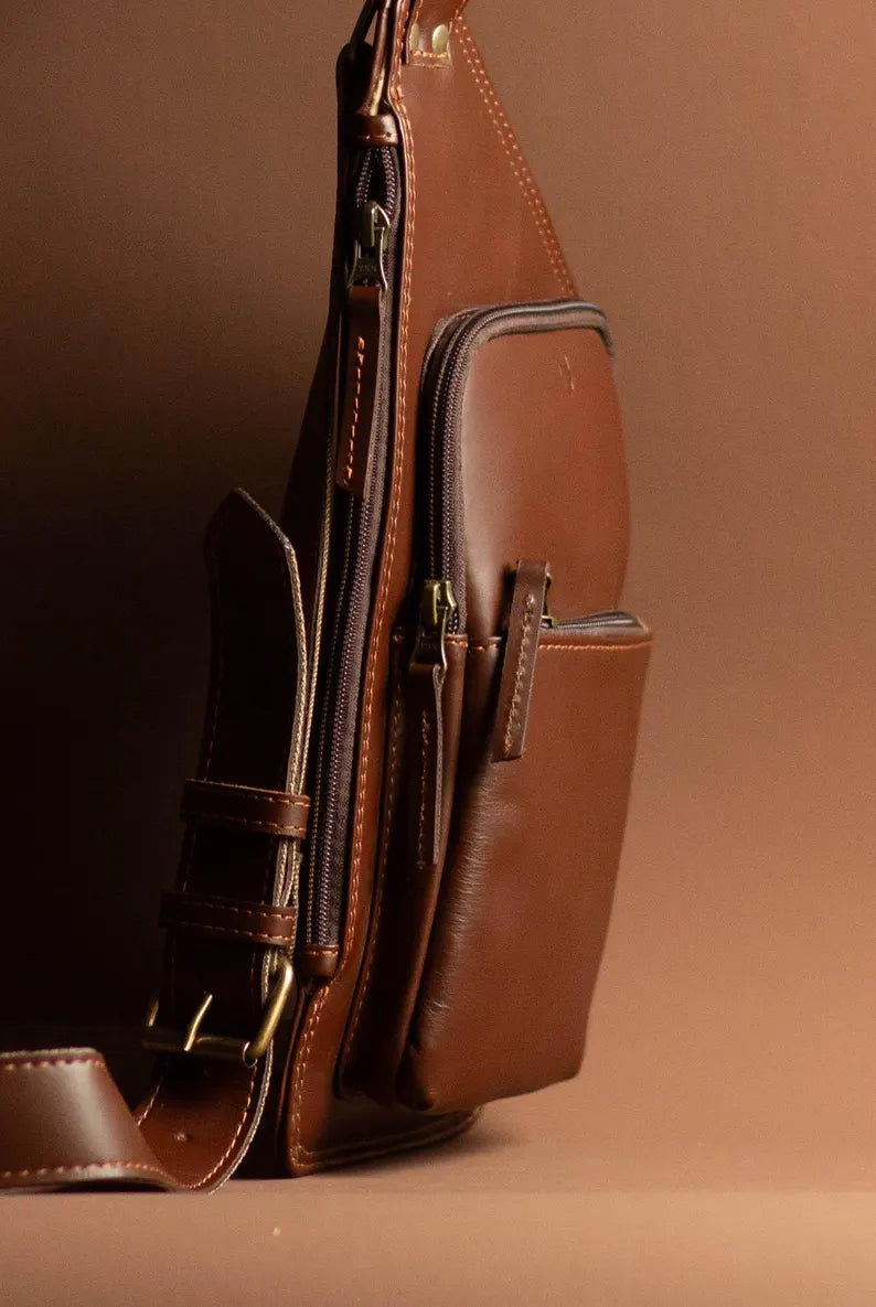 Men's Full Grain Leather RFID Crossbody Bag