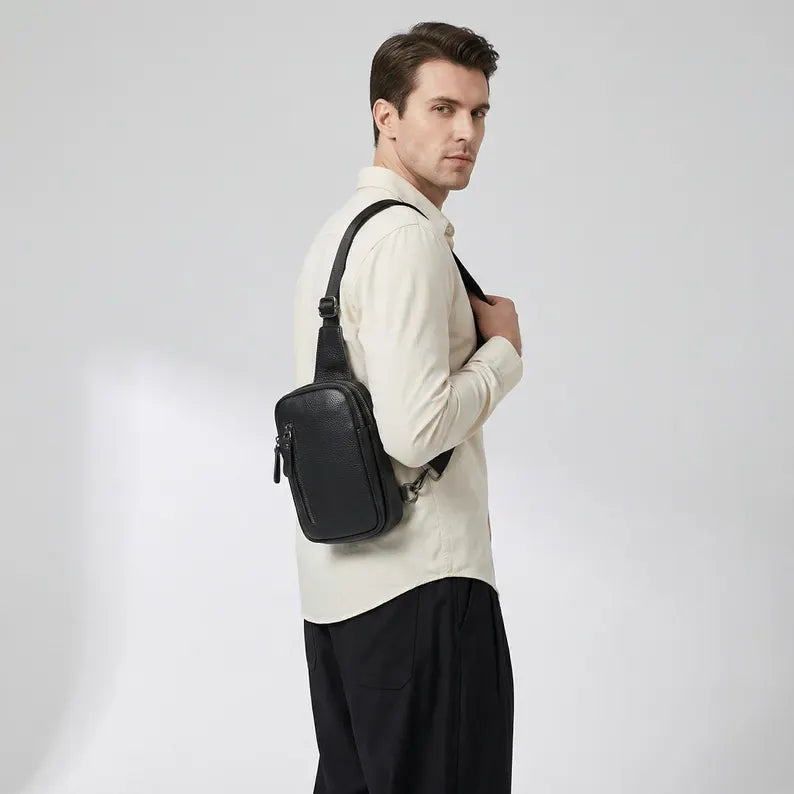 Men's Genuine Leather Chest Sling Bag