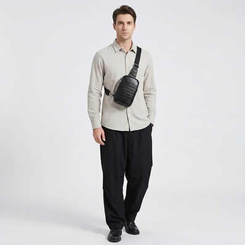 Men's Genuine Leather Chest Sling Bag