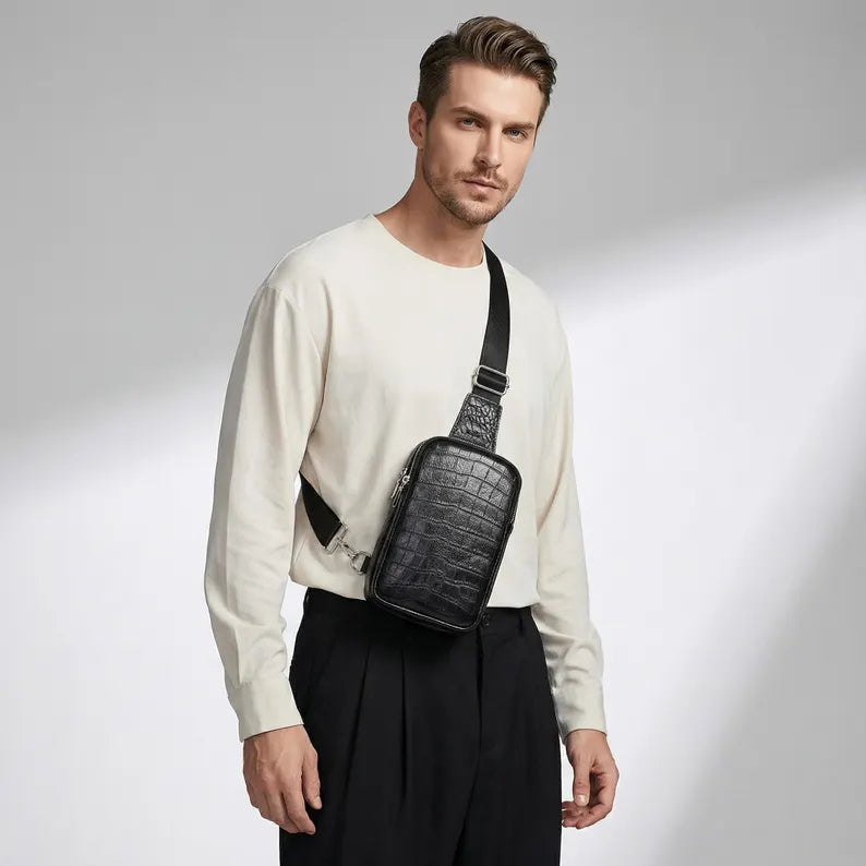 Men's Genuine Leather Chest Sling Bag