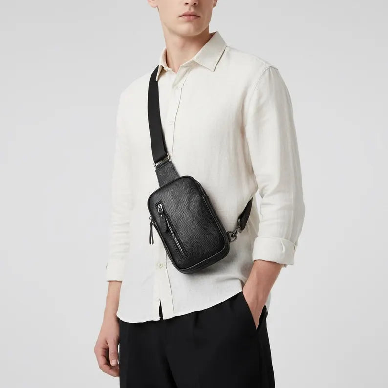 Men's Genuine Leather Chest Sling Bag