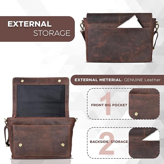 Men's Handcrafted Full-Grain Leather Messenger Bag