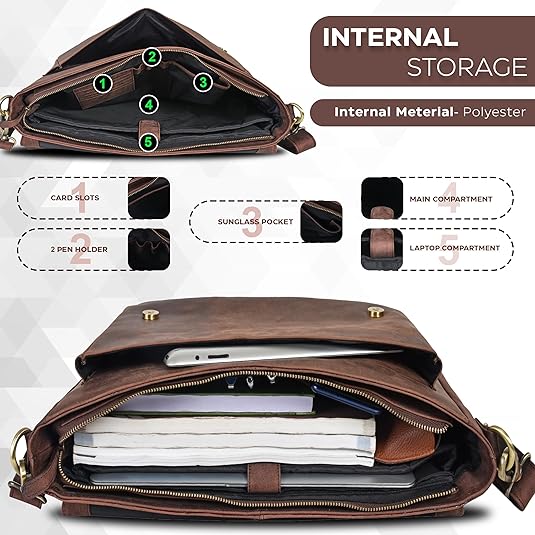 Men's Handcrafted Full-Grain Leather Messenger Bag