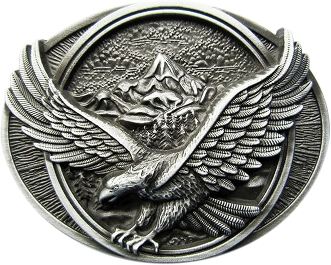Men's Large Skull Western Belt Buckle, Vintage Silver Cowboy for Men & Women