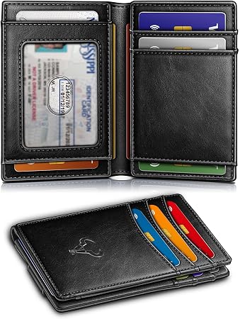 Men's Magnetic Slim Leather Wallet with RFID Blocking