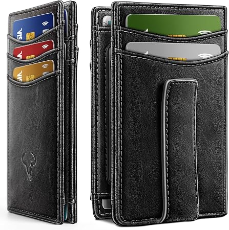Men's Magnetic Slim Leather Wallet with RFID Blocking