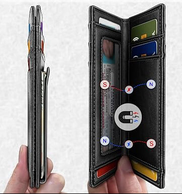 Men's Magnetic Slim Leather Wallet with RFID Blocking