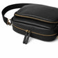 Men's Personalized Black Leather Messenger Bag