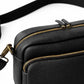 Men's Personalized Black Leather Messenger Bag