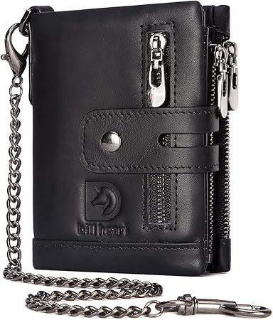 Men's RFID Blocking Genuine Leather Chain Wallet