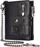 Men's RFID Blocking Genuine Leather Chain Wallet