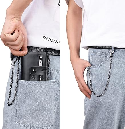 Men's RFID Blocking Genuine Leather Chain Wallet