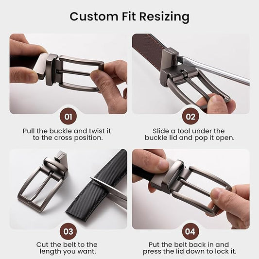 Men's Reversible Leather Belt Set (3-Pack) – Swivel Buckle